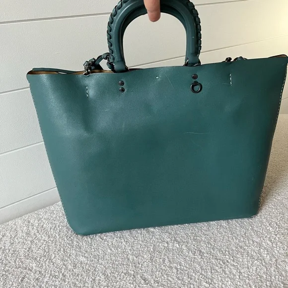 Coach Green Leather Tote Bag - Picture 2 of 7